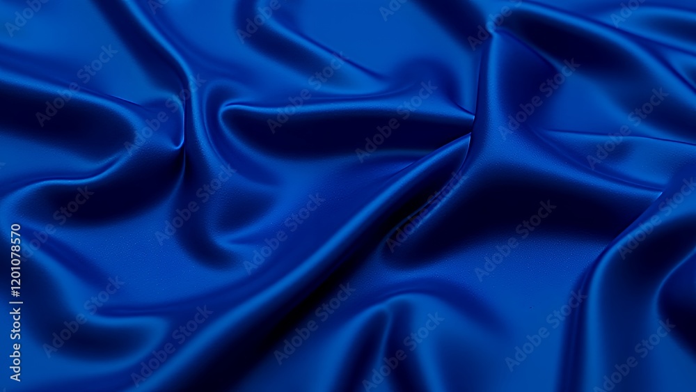 Obraz premium 鮮やかで光沢のある青い生地のクローズアップ