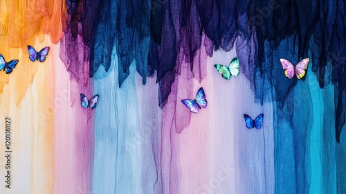 Colorful Butterfly Art with Gradient Background in Soft Tones