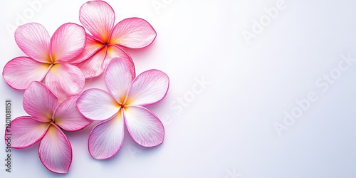 Pink Krachai flowers arranged on a soft white background with ample copy space on the right for text or design elements. photo