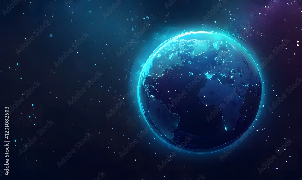 Obraz premium Glowing Earth, Space Background, Digital Globe, Connection, Website Banner