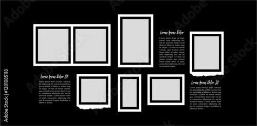 Pictures or photos frame collage. comics page grid layout abstract photo frames and digital photo wall template