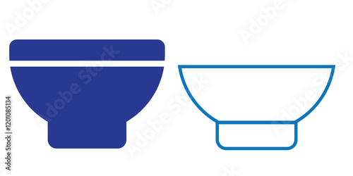 Bowl of soup icon Flat art in black and white isolated