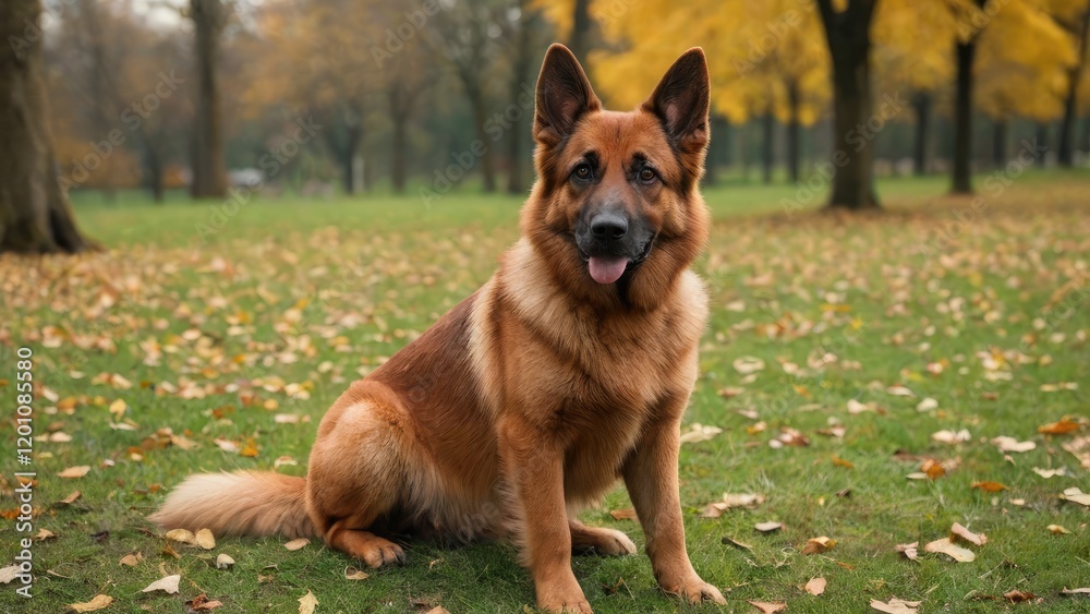 Red and black german shepherd dog in the park Red and black german shepherd dog in the park