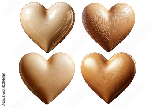 Beige heart isolated on transparent or white background
