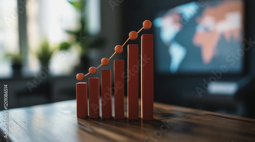 Abstract business Financial charts show a significant increase in profits in the stock market.This is driven by higher interest rates and continued growth. In the innovation world network of financial