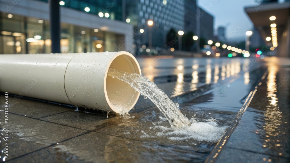 plastic pipe in the rain outside plastic pipe in the rain outside