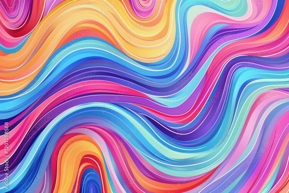 Abstract multicolored pattern blending vibrant swirling lines into an eye-catching wave design. Abstract multicolored pattern blending vibrant swirling lines into an eye-catching wave design.