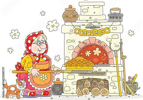 Funny village granny with h...