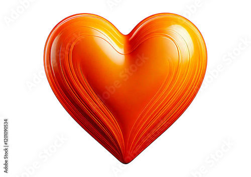 Orange heart isolated on transparent or white background photo