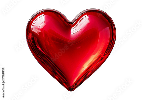 Red glass heart isolated on transparent or white background photo