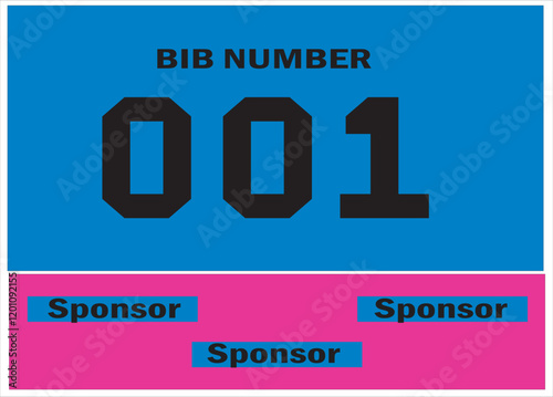 Blue colored marathon number bib isolated on black
