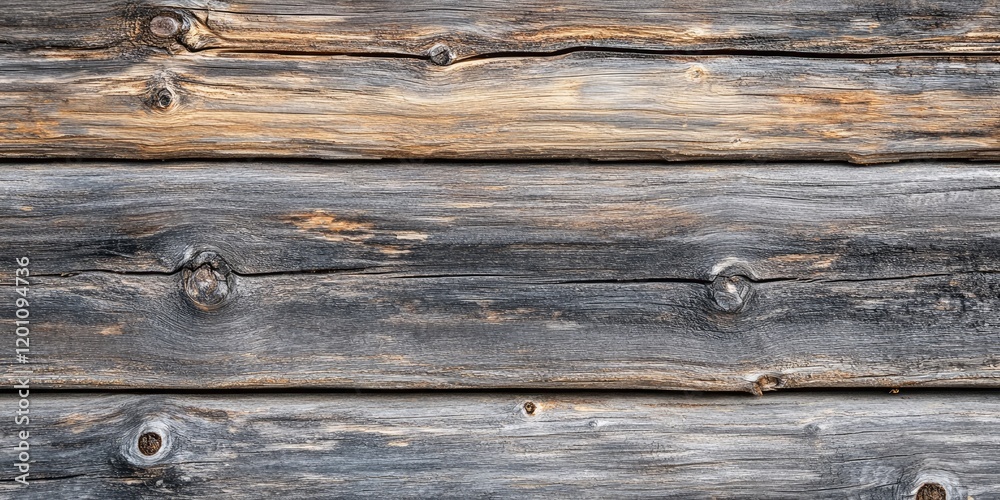 Rustic grey wooden logs texture with dark streaks and knots arranged horizontally on a vintage background providing ample space for copy. Rustic grey wooden logs texture with dark streaks and knots arranged horizontally on a vintage background providing ample space for copy.