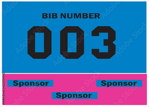 Blue colored marathon number bib isolated on black