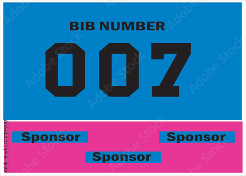 Blue colored marathon number bib isolated on black