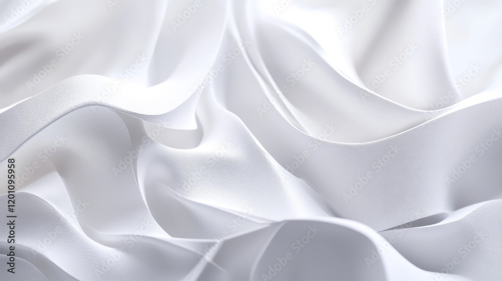 Obraz premium 21.A detailed close-up of skincare cream texture with intricate peaks and soft curves, displayed against a glossy white backdrop for a modern aesthetic.
