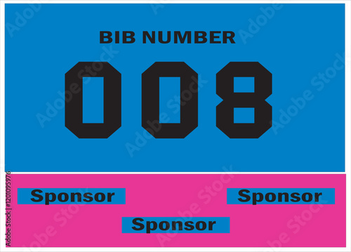 Blue colored marathon number bib isolated on black