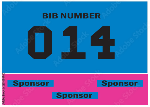 Blue colored marathon number bib isolated on black