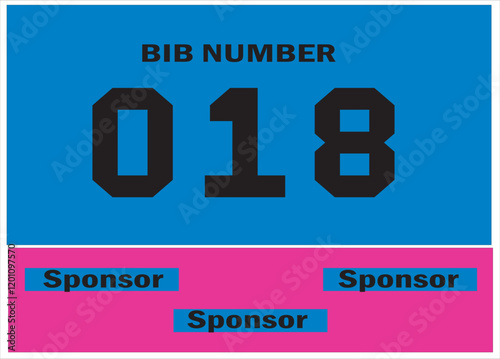 Blue colored marathon number bib isolated on black