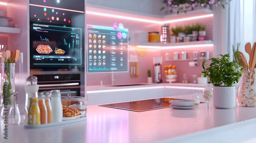 Fototapeta premium smart kitchen: food ordering system display - smart home technology