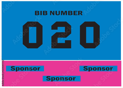 Blue colored marathon number bib isolated on black