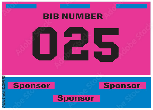 Pink colored marathon number bib isolated on black