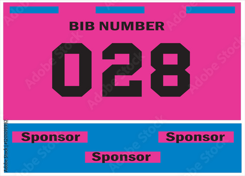 Pink colored marathon number bib isolated on black