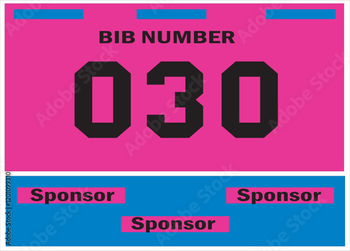 Pink colored marathon number bib isolated on black