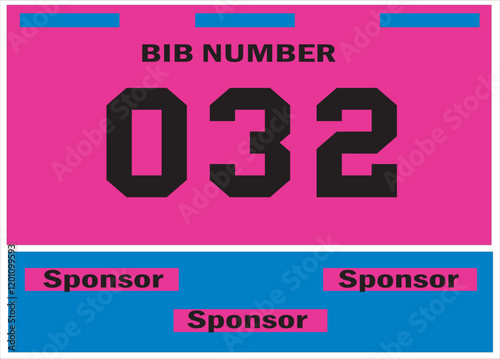 Pink colored marathon number bib isolated on black