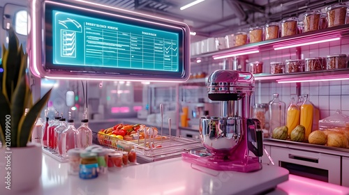 Wallpaper Mural futuristic pink kitchen, smoothie bar design - futuristic/sci-fi ae. Torontodigital.ca