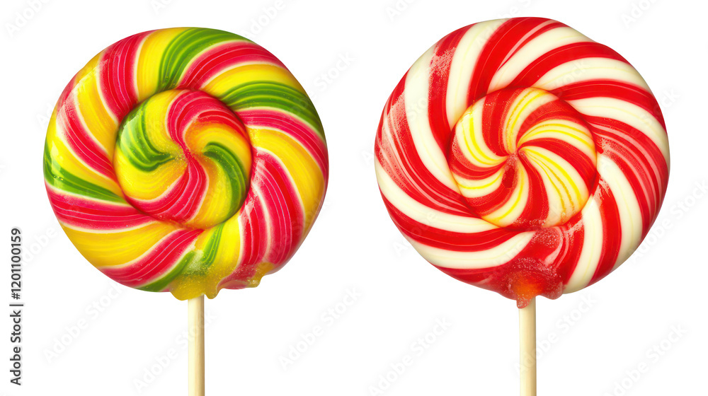 Colorful Round Lollipops on Transparent Background Generative AI Colorful Round Lollipops on Transparent Background Generative AI