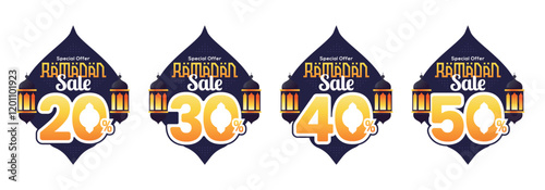 Set of Ramadan Sale badges template. Sale offer price sign in ramadan big sale