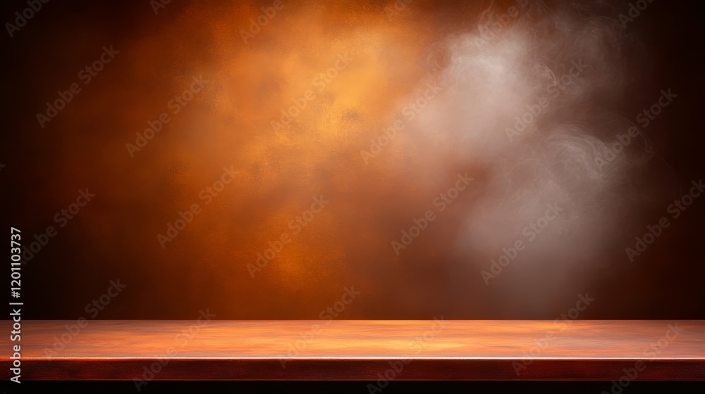 Rustic wooden tabletop on warm red and orange gradient background Rustic wooden tabletop on warm red and orange gradient background