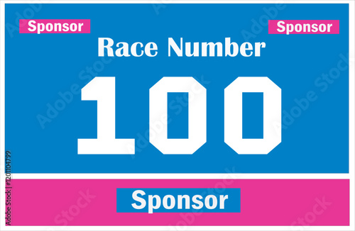 Blue colored marathon number bib isolated on white