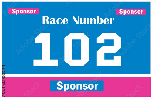 Blue colored marathon number bib isolated on white