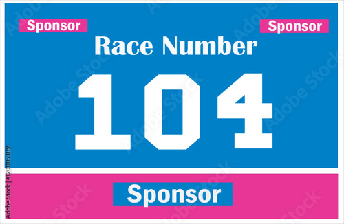 Blue colored marathon number bib isolated on white