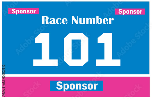 Blue colored marathon number bib isolated on white