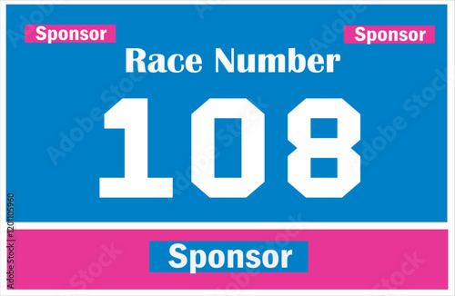 Blue colored marathon number bib isolated on white