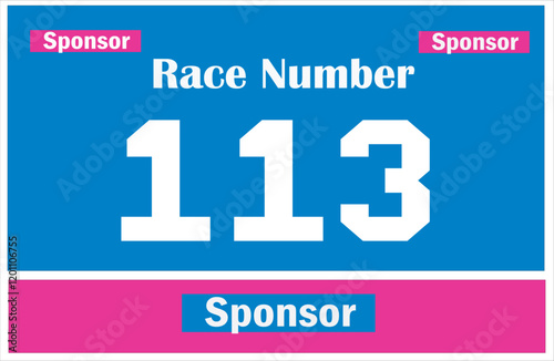 Blue colored marathon number bib isolated on white