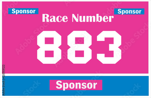 Pink colored marathon number bib isolated on white