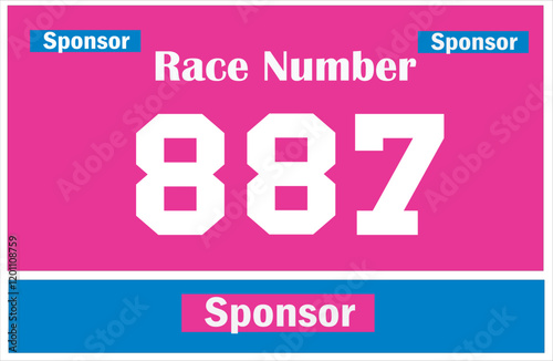 Pink colored marathon number bib isolated on white