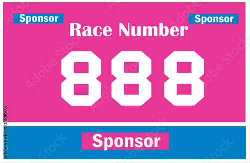 Pink colored marathon number bib isolated on white