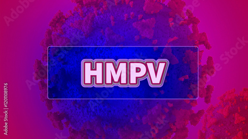 HMPV Human metapneumovirus molecular illustration with covid virus visuals and respiratory disease awareness, HMPV typography illustration 
