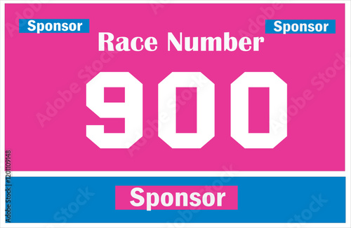 Pink colored marathon number bib isolated on white