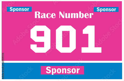 Pink colored marathon number bib isolated on white