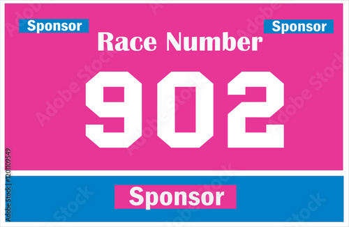 Pink colored marathon number bib isolated on white