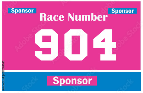 Pink colored marathon number bib isolated on white