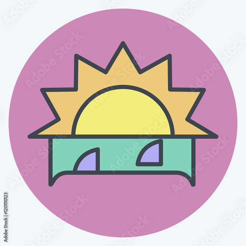 Icon Sunset. related to Summer symbol. color mate style. design editable