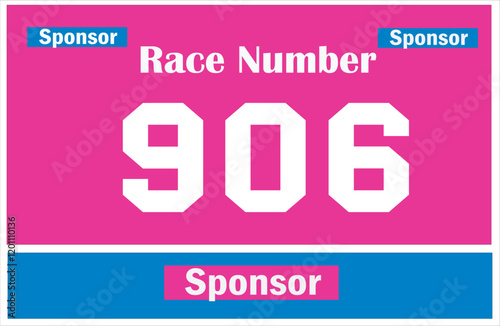 Pink colored marathon number bib isolated on white