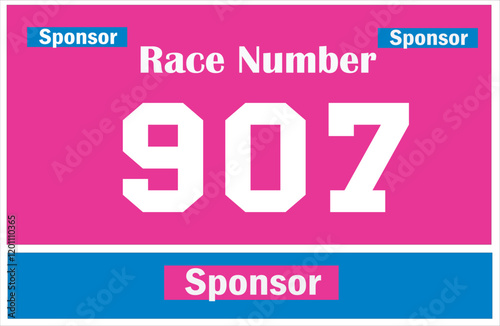 Pink colored marathon number bib isolated on white