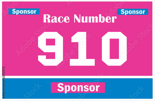 Pink colored marathon number bib isolated on white